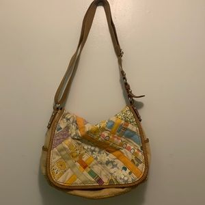 Vintage Fossil Patchwork Messenger Bag.☀️